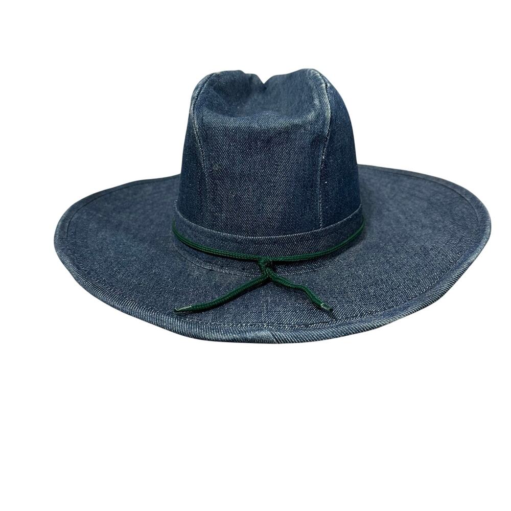 Wide Brim Denim Cowboy Hat Unisex Artisan Western Festival Workwear - Picture 2 of 10